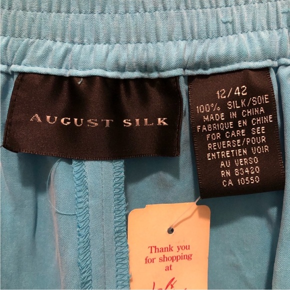 SILX 100% silk vintage teal pants - Picture 8 of 10